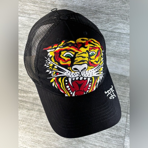 NWOT Ed Hardy DEH Mesh Snapback Trucker Hat Cap Lion Head Tattoo Black OSHA - Picture 7 of 13